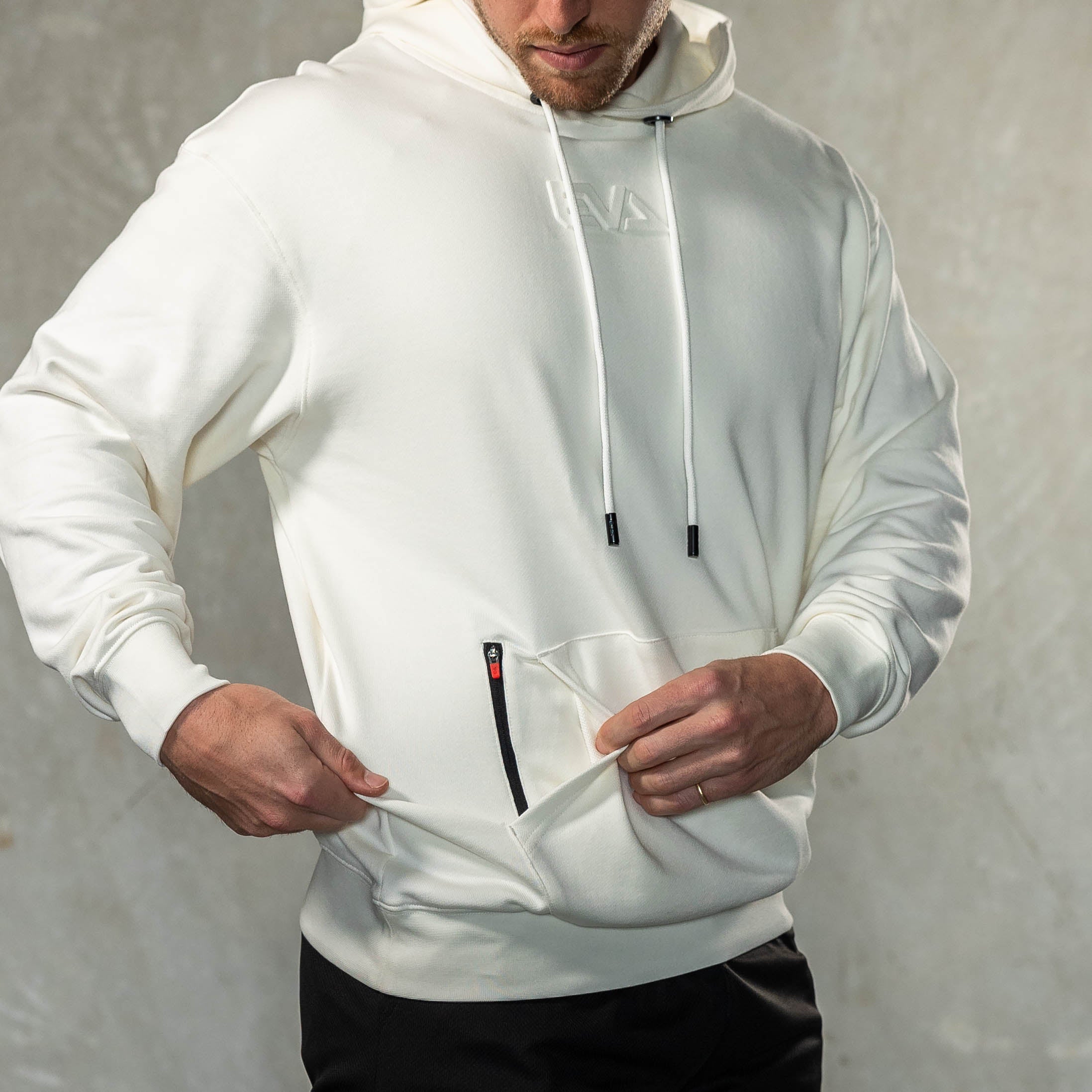 EMBOSSED French-Terry Hoodie [Ivory]